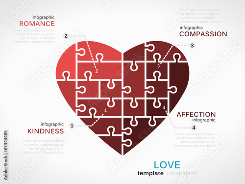 Love concept infographic template with heart