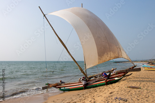 Catamaran Negombo beach, Sri Lanka photo