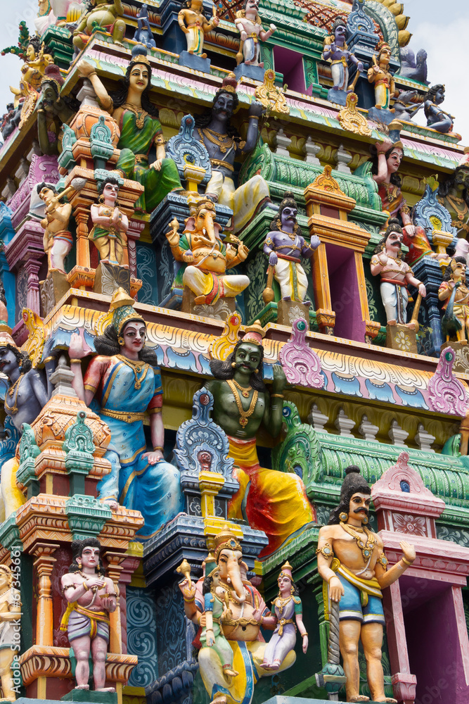 Fototapeta premium Hindu gods and demons on a temple, Sri Lanka