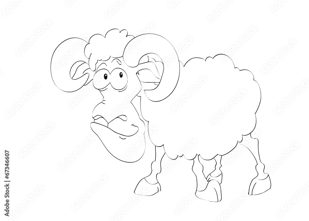 Contour of funny aries on the isolated white background Contour of funny aries on the isolated white background