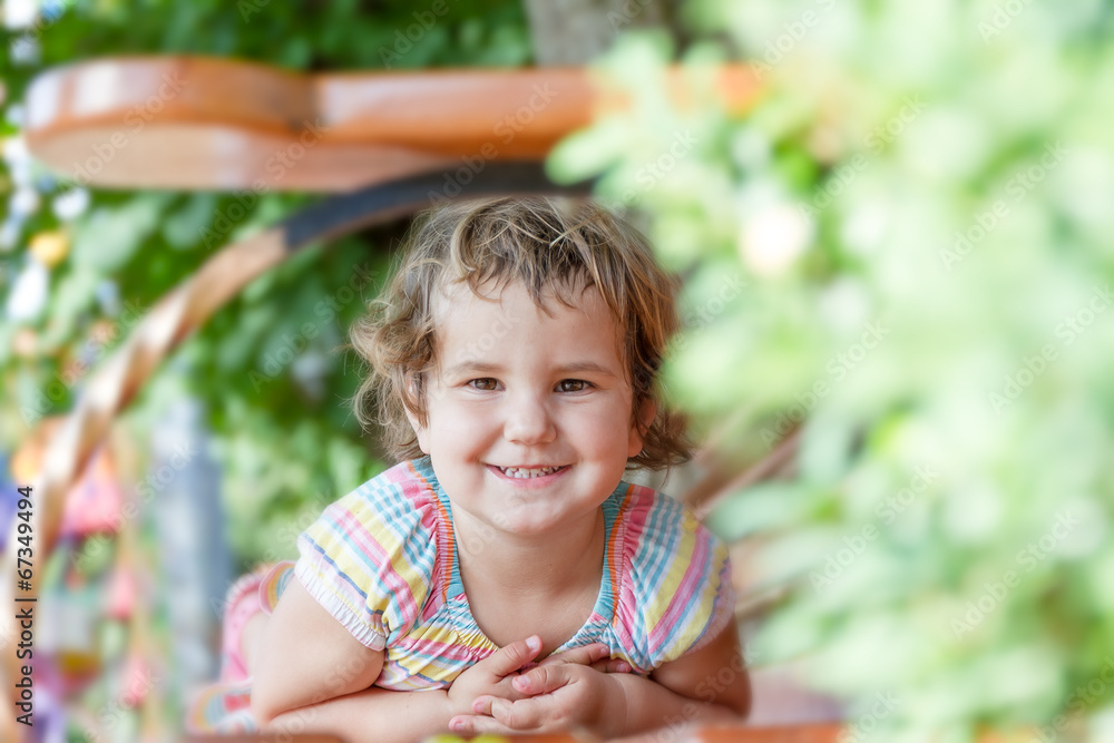 outdoor portrait of young cute child girl on natural background outdoor portrait of young cute child girl on natural background