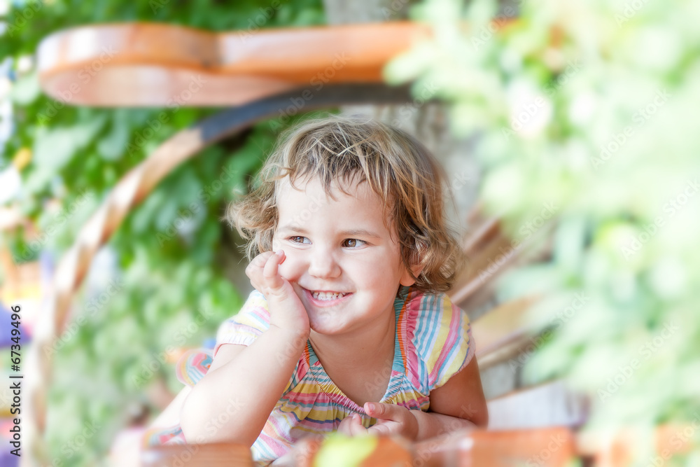 outdoor portrait of young cute child girl on natural background outdoor portrait of young cute child girl on natural background