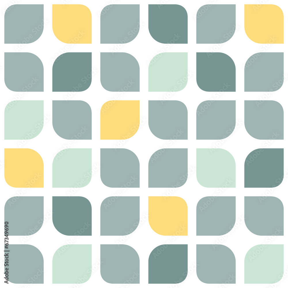 Abstract gray yellow rounded squares seamless pattern background - obrazy, fototapety, plakaty 