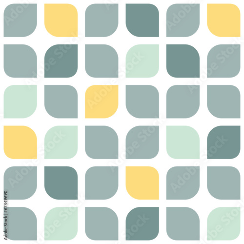 Abstract gray yellow rounded squares seamless pattern background
