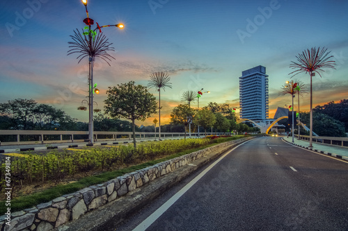 Bright Sunset in Background of Malaysia Parliament