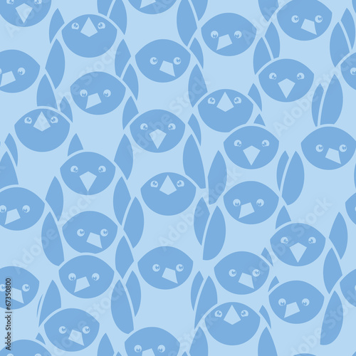 Blue penguines seamless pattern background