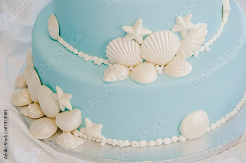 Obraz na plátně Tiffany Blue Beach Wedding Cake