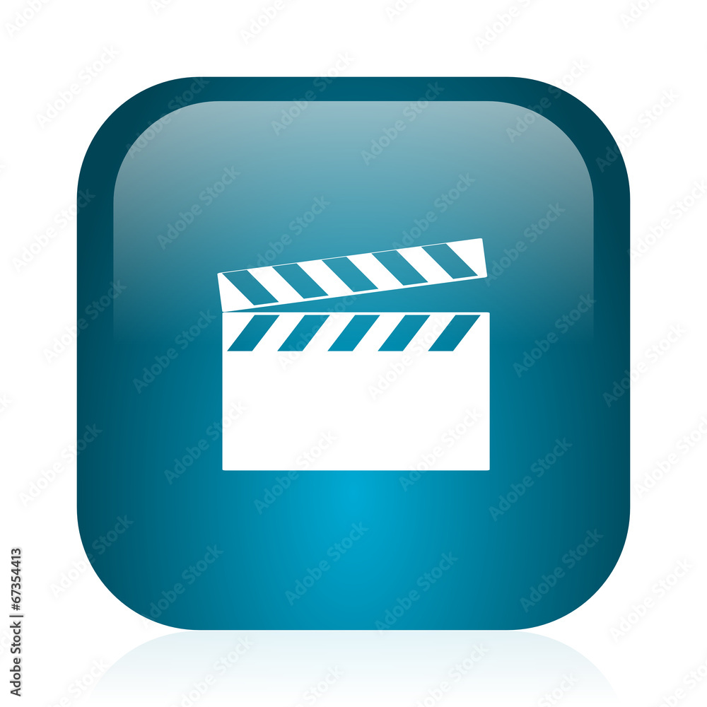 video blue glossy internet icon