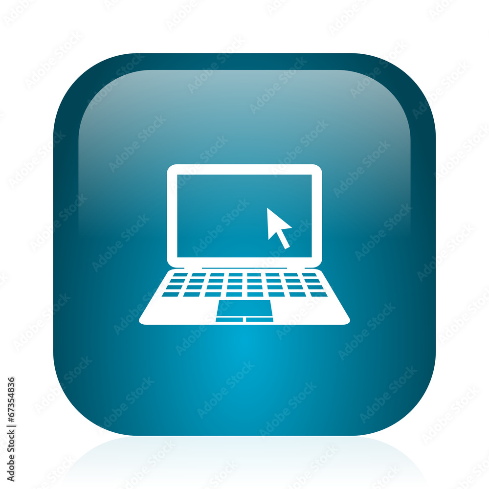 computer blue glossy internet icon computer blue glossy internet icon
