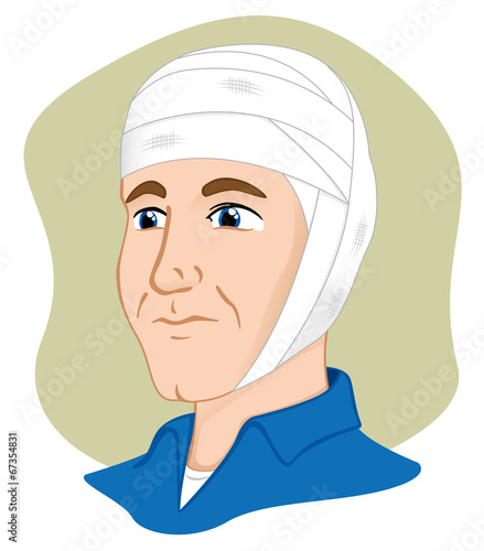 First Aid bandage with bandage on head