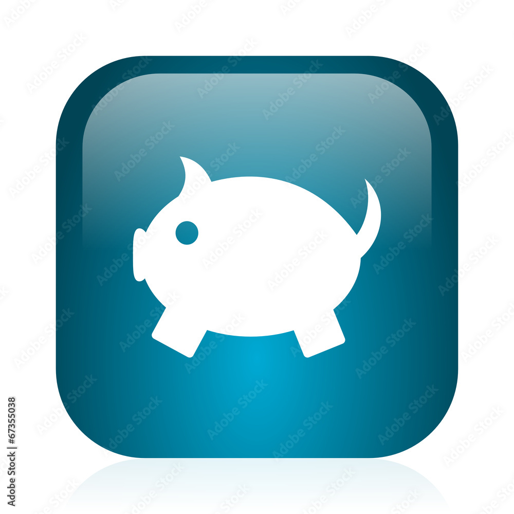piggy bank blue glossy internet icon