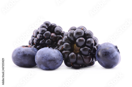 Blackberry and blueberry isolated on  white background