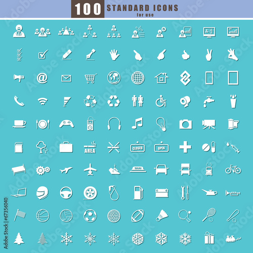 100 Universal Standard Icons vector