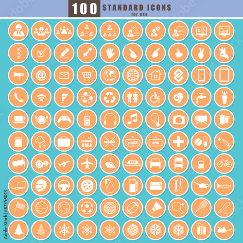 100 Universal Standard Icons vector