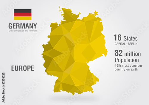 Fotografia Germany world map with a pixel diamond pattern.