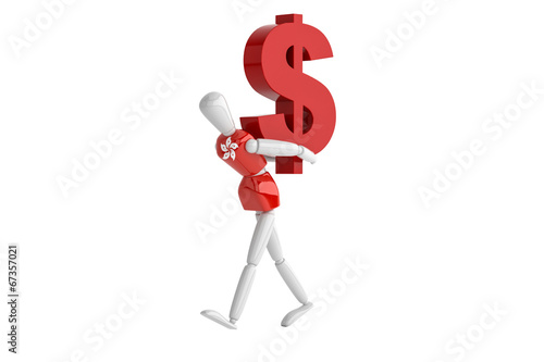 Canvas Print hongkong dollas currency white man