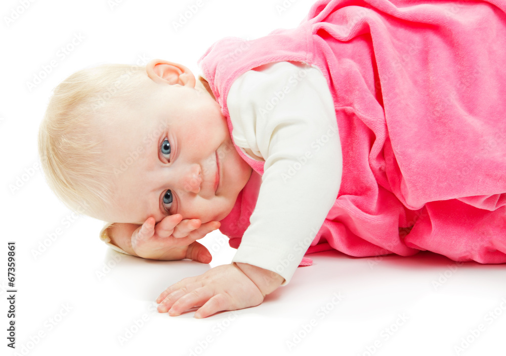 The lovely smiling girl lies on hand The lovely smiling girl lies on hand