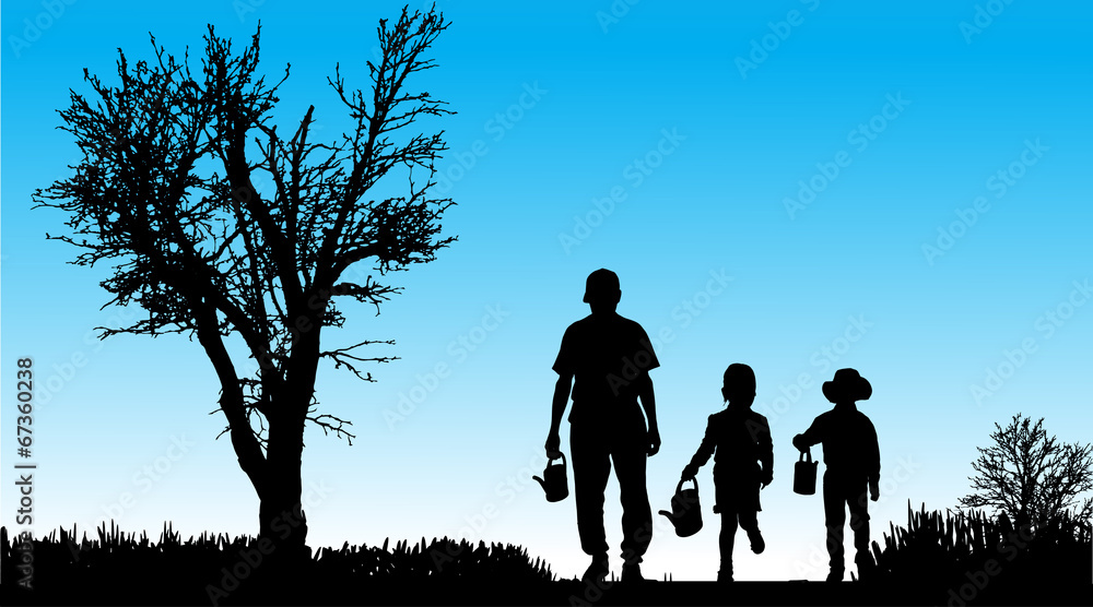 Vector silhouette of family.