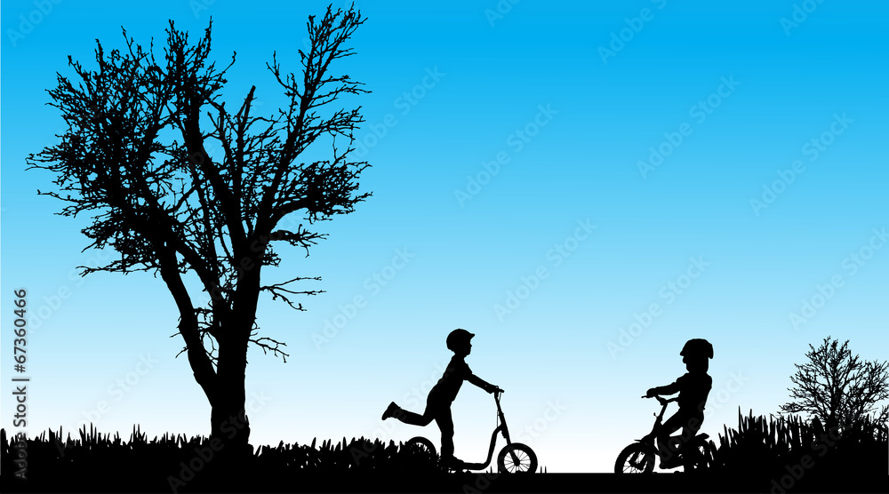 Vector silhouette of children. Vector silhouette of children.