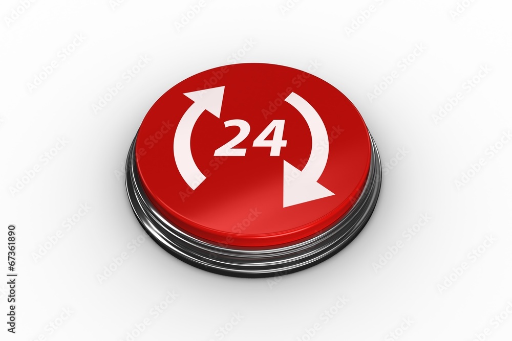 Composite image of twenty four and arrows graphic on button Composite image of twenty four and arrows graphic on button