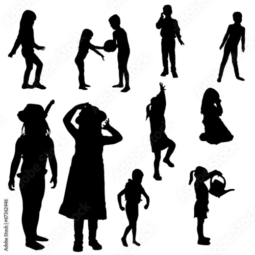 Vector silhouette of children.