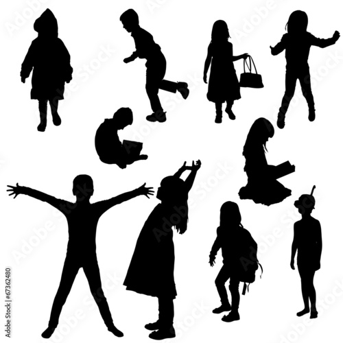 Vector silhouette of children.