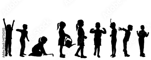Vector silhouette of children.