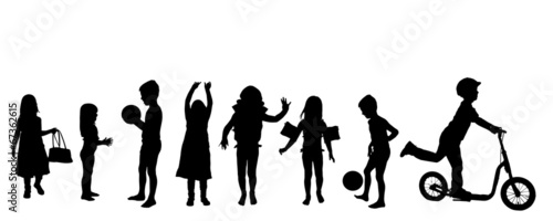 Vector silhouette of children.