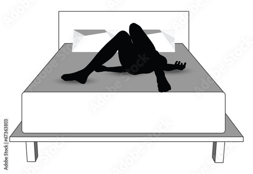 silhouette of woman in bed
