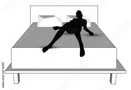 silhouette of woman in bed