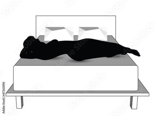 silhouette of woman in bed