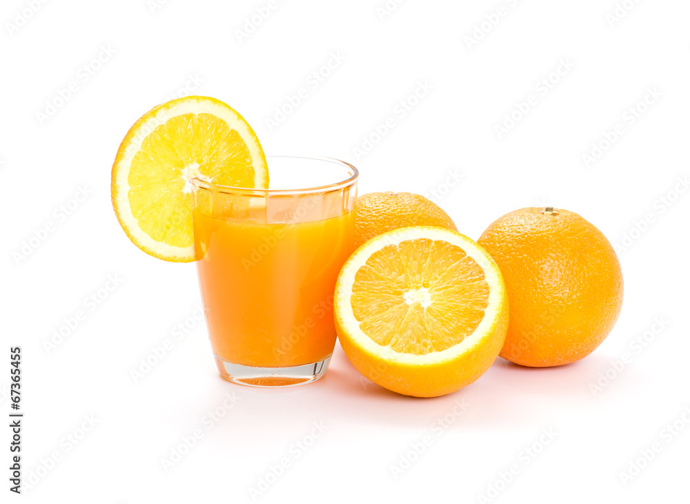 orange juice isolated on white background