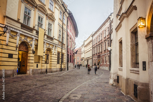 Old Town is the historic central district of cracow, Poland