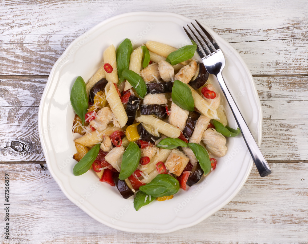 Pasta with meat and vegetables Pasta with meat and vegetables