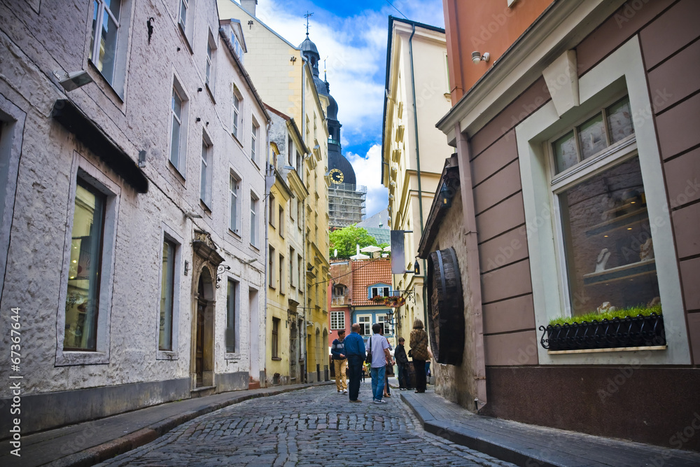Obraz premium The streets in old town, Riga, Latvia