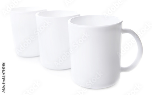 Set of white cups isolated on white