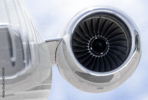 Jet engine closeup on a private airplane - Bombardier