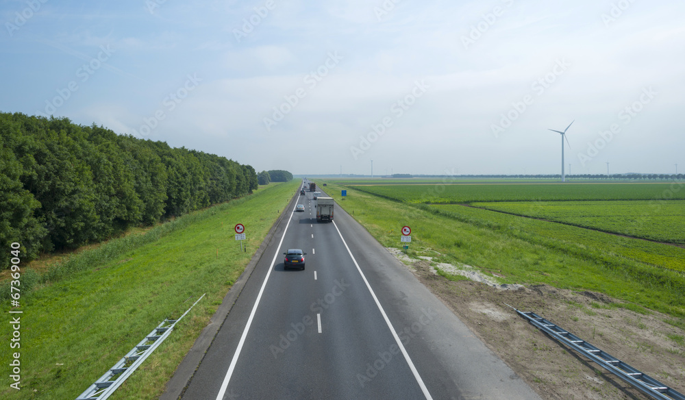 Traffic on a highway seen from above