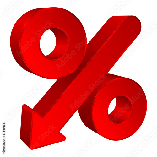 Red Percent Sign Arrow Down