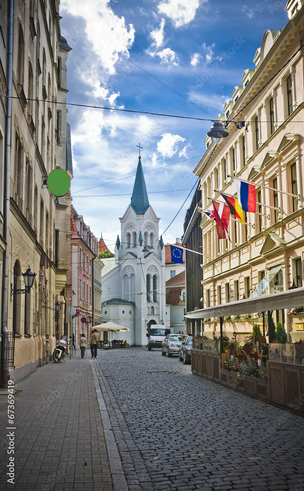 Obraz premium The streets in old town, Riga, Latvia