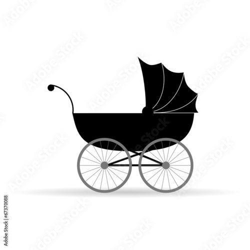 baby carriage vector illustration in black