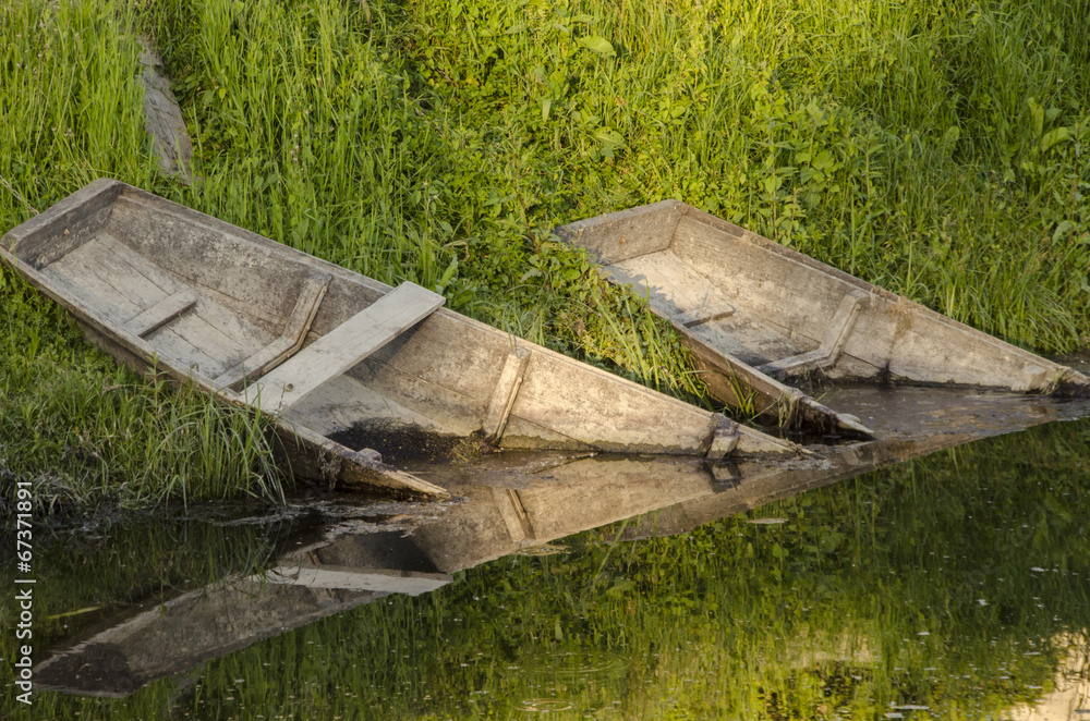 Fototapeta premium boats on odra river