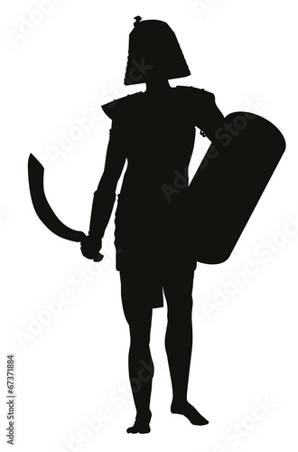 Egyptian warrior with sword  vector silhouette. EPS 8