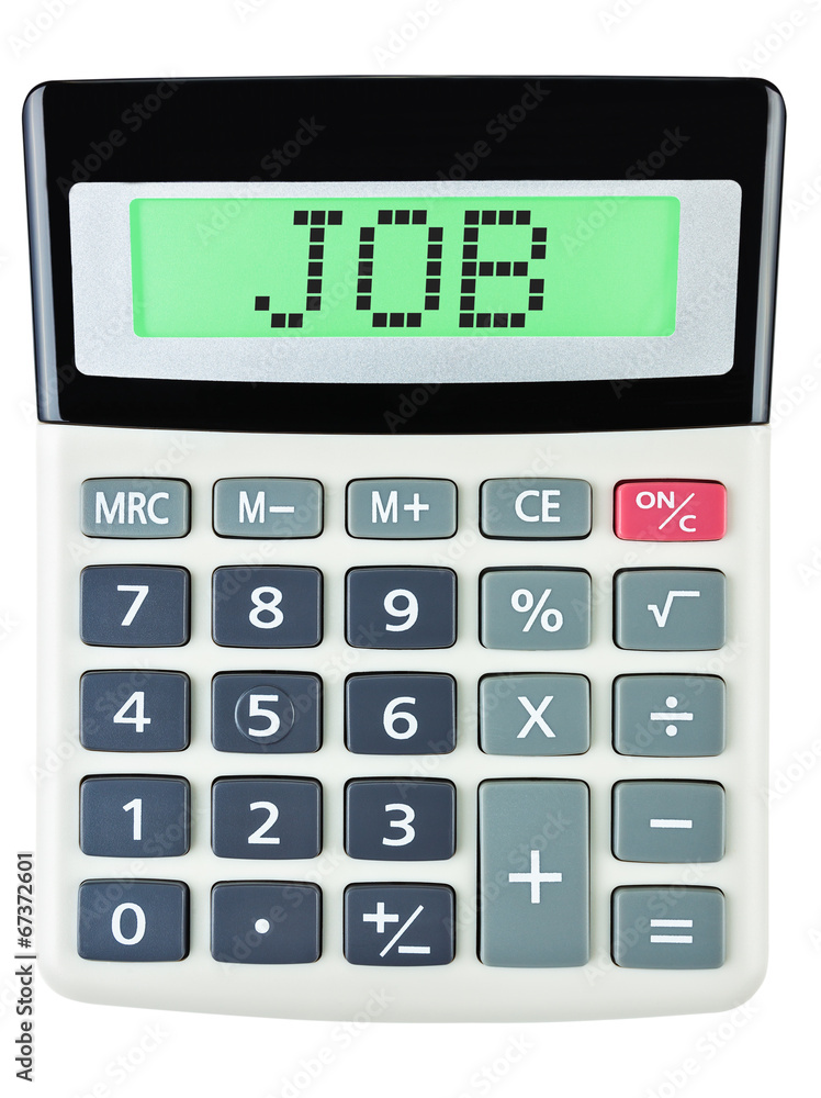Calculator with JOB on display isolated on white background Calculator with JOB on display isolated on white background