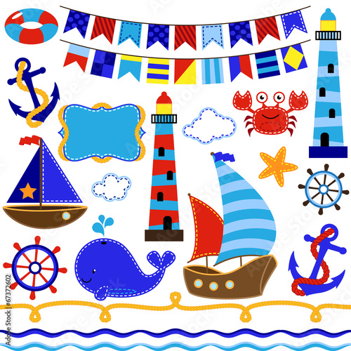 Vector Collection of Nautical and Sailing Themed Elements