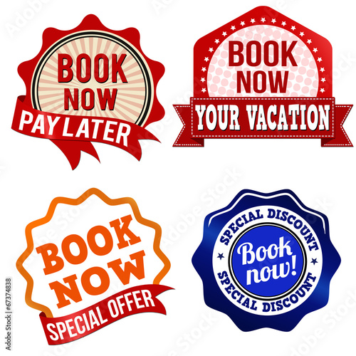 Book now  label, sticker or stamps