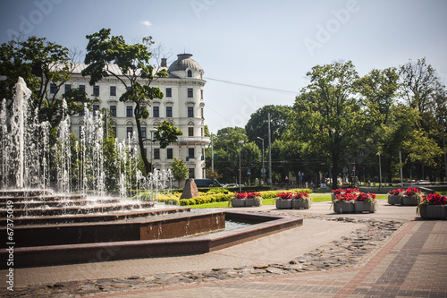 in the art nouveau district of the latvian capital Riga. photo