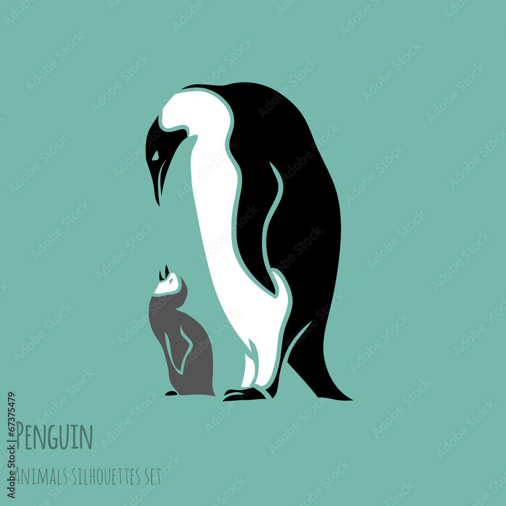 Naklejka premium black and white penguin