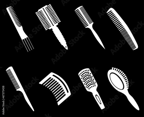 Hairbrushes Silhouette Icons
