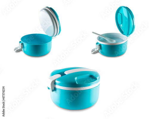 opened out blue tiffin box